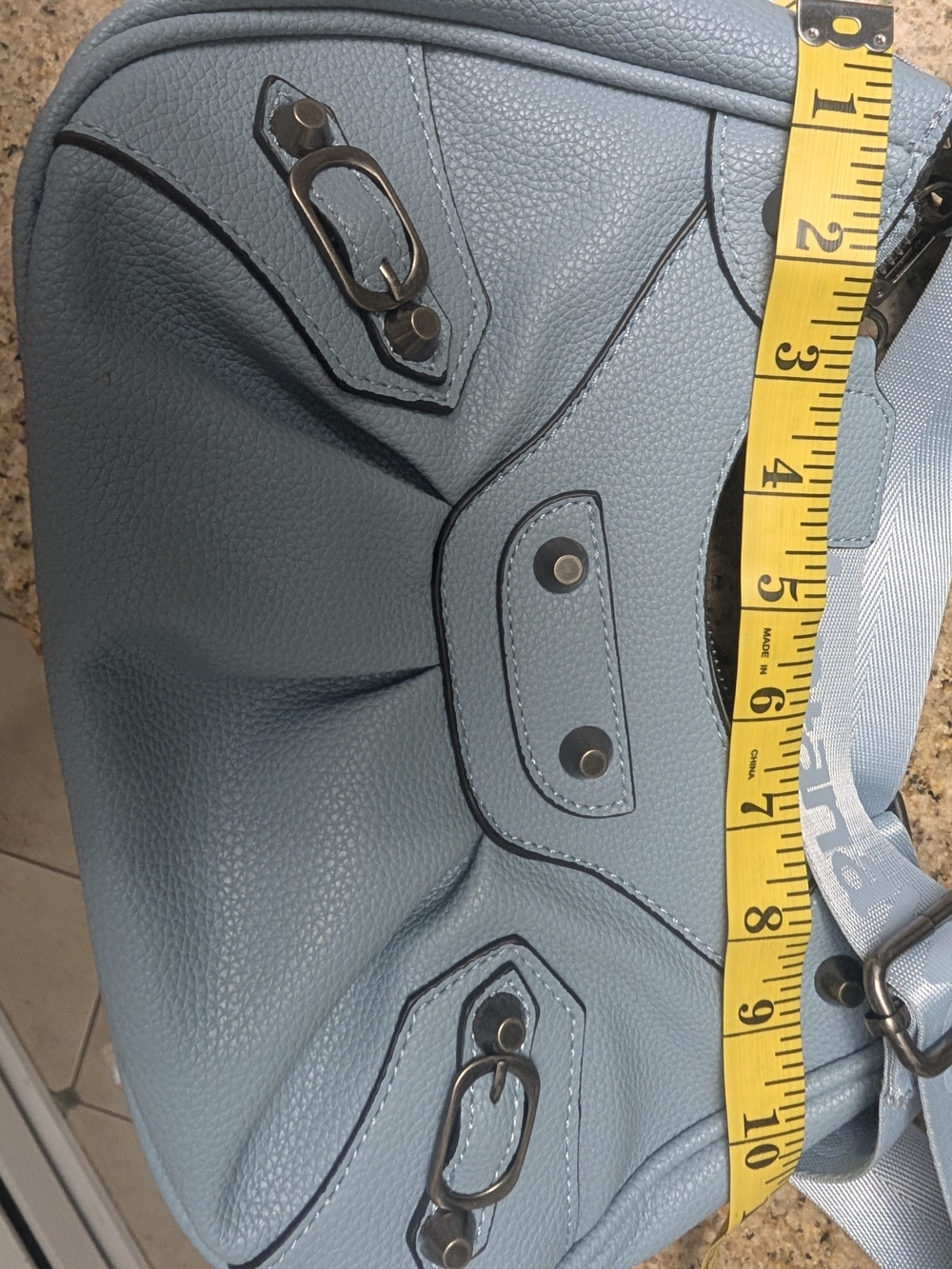 Montana West Light Blue Pebbled Shoulder Bag with Silver Hardware